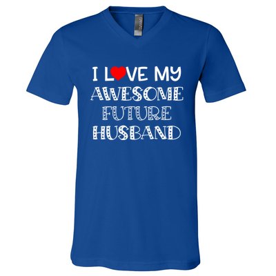 I Love My Awesome Future Husband Gift Bride Heart Fiance V-Neck T-Shirt