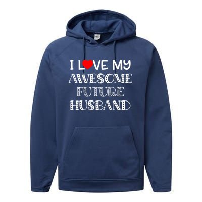 I Love My Awesome Future Husband Gift Bride Heart Fiance Performance Fleece Hoodie