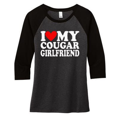 I Love My Cougar Girlfriend Women's Tri-Blend 3/4-Sleeve Raglan Shirt