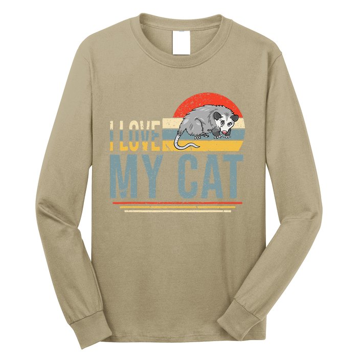 I Love My Cat Funny Opossum Lover Opossum Mom Vintage Long Sleeve Shirt