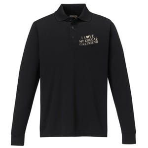 I Love My Cougar Girlfriend Funny And Bold Design Performance Long Sleeve Polo