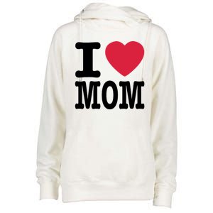 I Love Mom Gift Womens Funnel Neck Pullover Hood