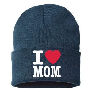 I Love Mom Gift Sustainable Knit Beanie