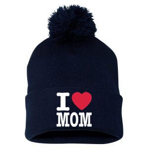 I Love Mom Gift Pom Pom 12in Knit Beanie