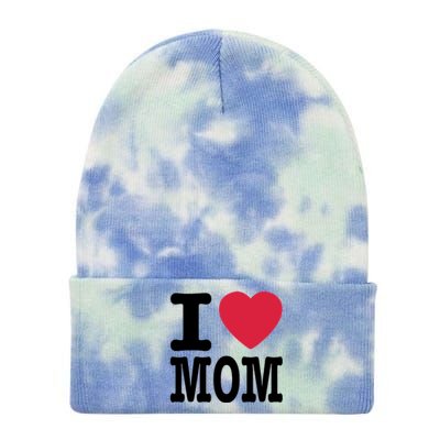 I Love Mom Gift Tie Dye 12in Knit Beanie