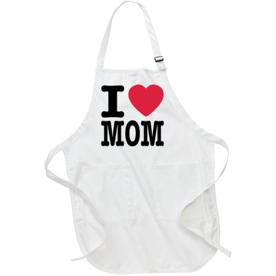 I Love Mom Gift Full-Length Apron With Pockets