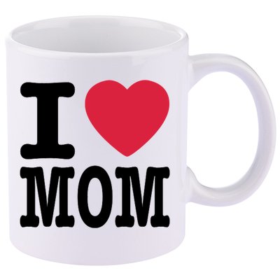 I Love Mom Gift 11oz C Handle Ceramic Mug