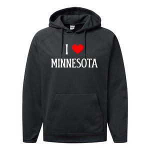 I Love Minnesota Holiday Travel Souvenir Performance Fleece Hoodie