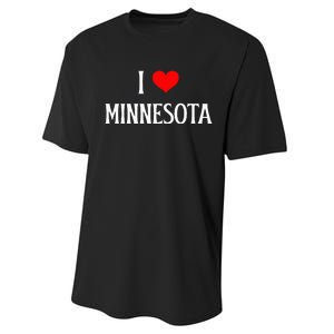 I Love Minnesota Holiday Travel Souvenir Performance Sprint T-Shirt