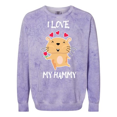 I Love My Hammy Heart Cage Rodent Hamster Small Pet Hamster Gift Colorblast Crewneck Sweatshirt