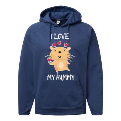 I Love My Hammy Heart Cage Rodent Hamster Small Pet Hamster Gift Performance Fleece Hoodie