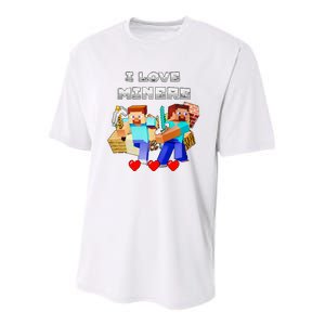 I Love Miner Funny I Love Mincraft Gamer Funny Game Lover Matching Group Funny Youth Performance Sprint T-Shirt