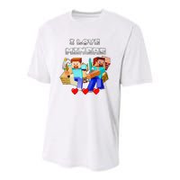 I Love Miner Funny I Love Mincraft Gamer Funny Game Lover Matching Group Funny Youth Performance Sprint T-Shirt