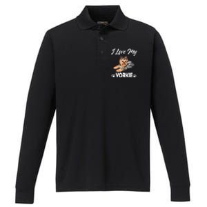 I Love My Yorkie For Yorkie Lovers Cute Dog Gift Performance Long Sleeve Polo