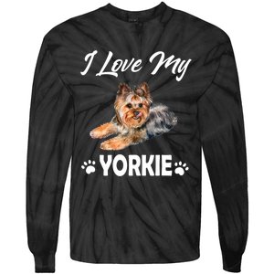 I Love My Yorkie For Yorkie Lovers Cute Dog Gift Tie-Dye Long Sleeve Shirt