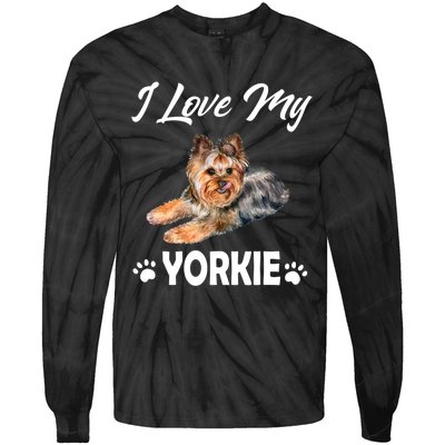 I Love My Yorkie For Yorkie Lovers Cute Dog Gift Tie-Dye Long Sleeve Shirt