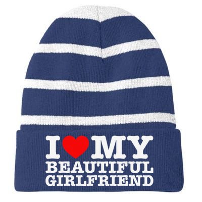 I Love My Beautiful Friend Gf Striped Beanie with Solid Band