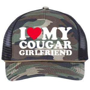 I Love My Cougar Girlfriend GF I Heart My Cougar Girlfriend Retro Rope Trucker Hat Cap