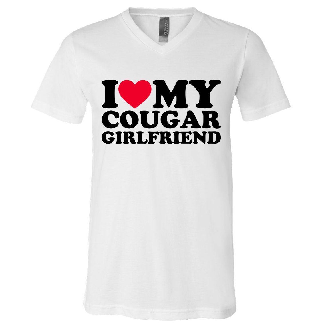 I Love My Cougar Girlfriend GF I Heart My Cougar Girlfriend V-Neck T-Shirt