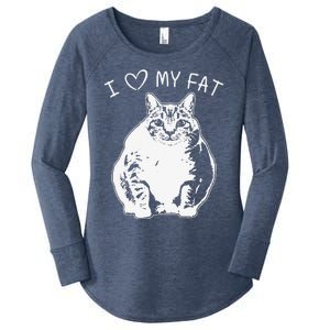 I Love My Fat Cat Funny Cat Lover Gift Idea Women's Perfect Tri Tunic Long Sleeve Shirt