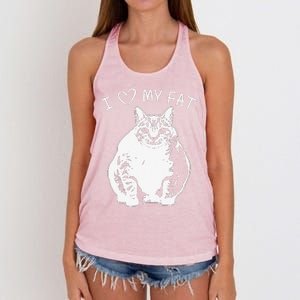 I Love My Fat Cat Funny Cat Lover Gift Idea Women's Knotted Racerback Tank