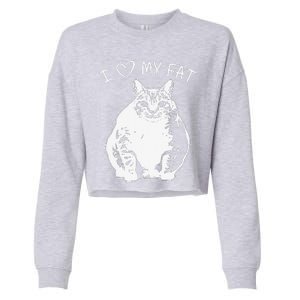 I Love My Fat Cat Funny Cat Lover Gift Idea Cropped Pullover Crew