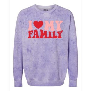 I Love My Family Groovy Retro Happy Valentine's Day Gift Colorblast Crewneck Sweatshirt