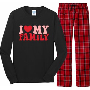 I Love My Family Groovy Retro Happy Valentine's Day Gift Long Sleeve Pajama Set