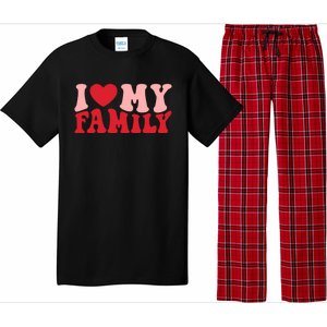 I Love My Family Groovy Retro Happy Valentine's Day Gift Pajama Set