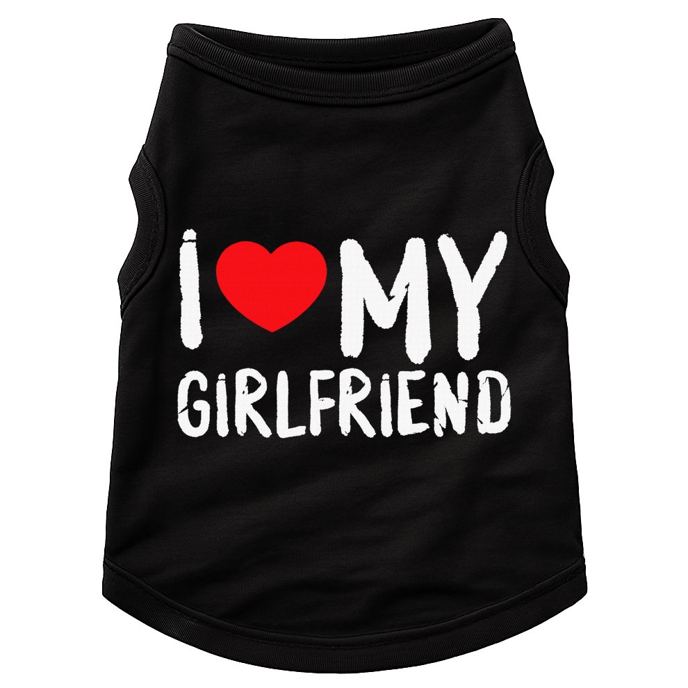 I Love My Girlfriend GF, Red Heart Love Funny Valentine Doggie Tank