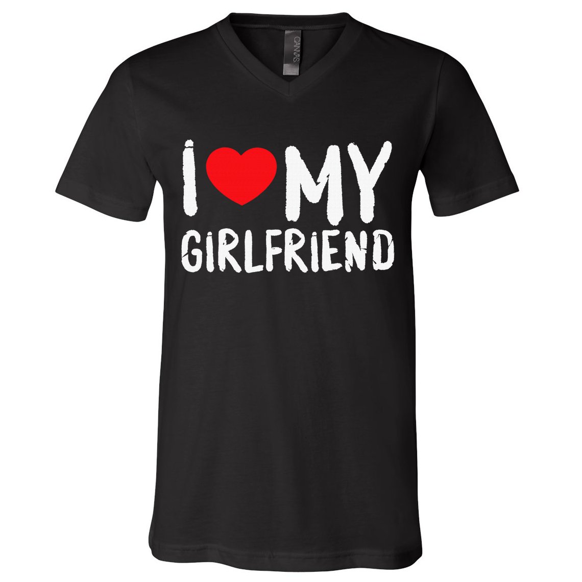 I Love My Girlfriend GF, Red Heart Love Funny Valentine V-Neck T-Shirt