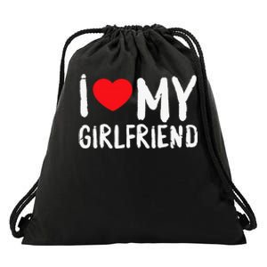 I Love My Girlfriend GF, Red Heart Love Funny Valentine Drawstring Bag