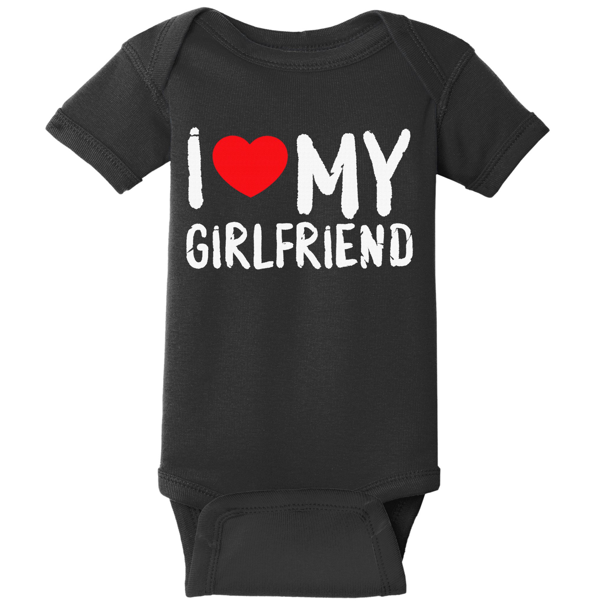 I Love My Girlfriend GF, Red Heart Love Funny Valentine Baby Bodysuit