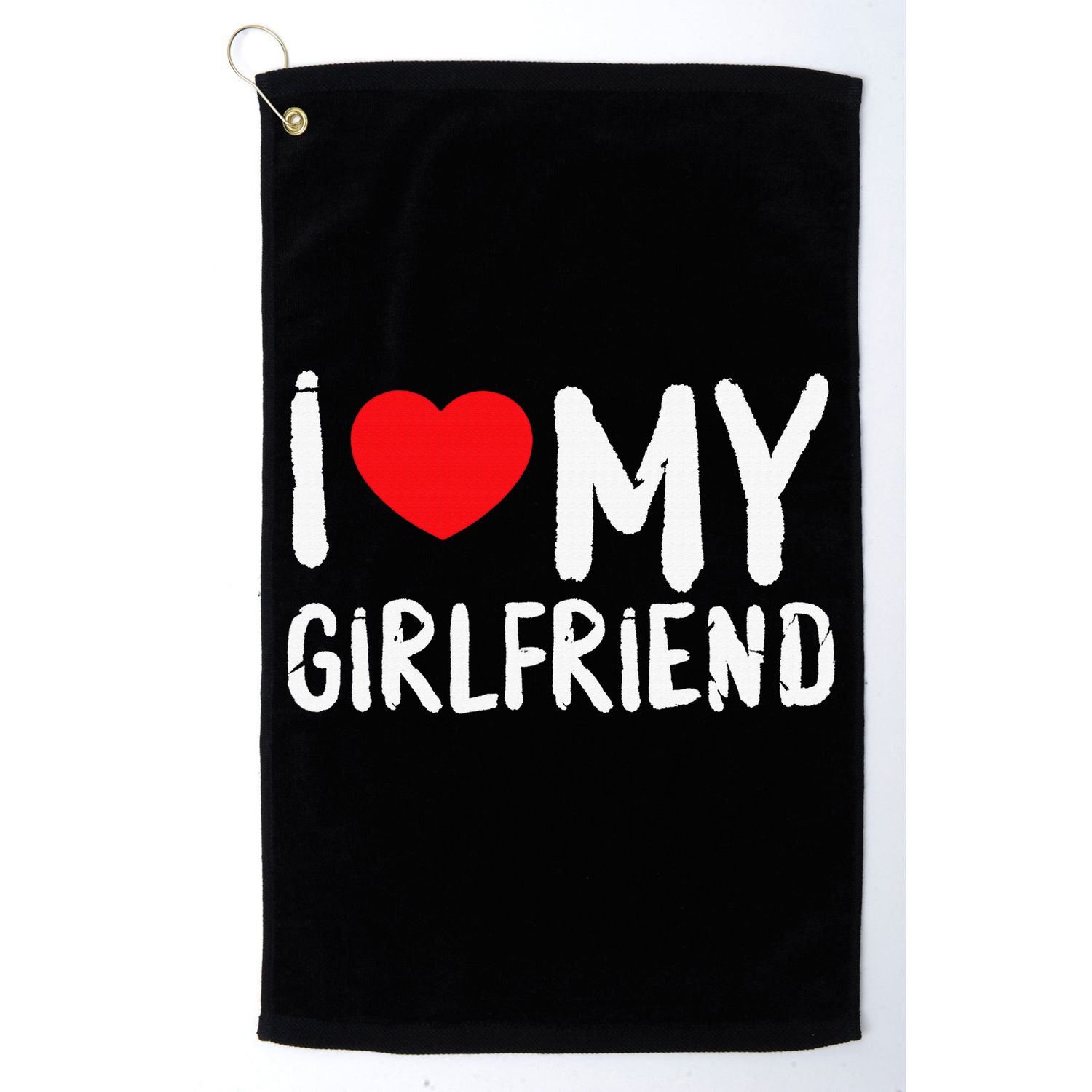 I Love My Girlfriend GF, Red Heart Love Funny Valentine Golf Towel