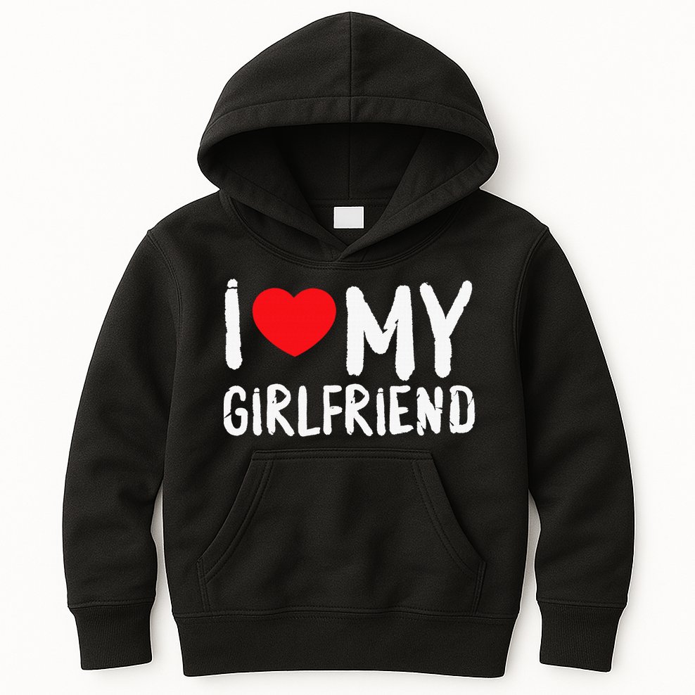 I Love My Girlfriend GF, Red Heart Love Funny Valentine Kids Hoodie