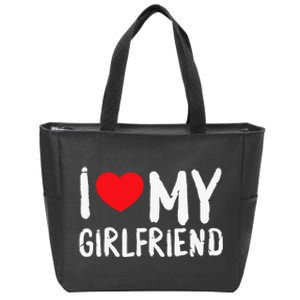 I Love My Girlfriend GF, Red Heart Love Funny Valentine Zip Tote Bag