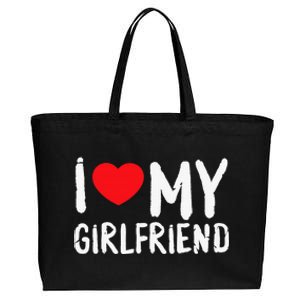 I Love My Girlfriend GF, Red Heart Love Funny Valentine Cotton Canvas Jumbo Tote