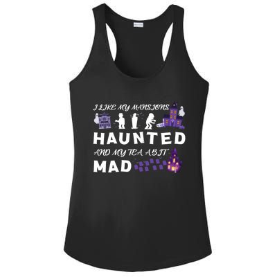 I Like My Mansions Haunted And My Tea A Bit Mad Halloween Ladies PosiCharge Competitor Racerback Tank