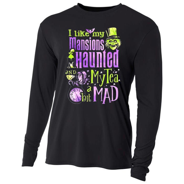 I Like My Mansions Haunted And My Tea A Bit Mad Halloween Cooling Performance Long Sleeve Crew