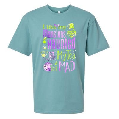 I Like My Mansions Haunted And My Tea A Bit Mad Halloween Sueded Cloud Jersey T-Shirt