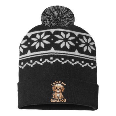 I Love My Cavapoo Dog Lover Cavoodle Owner USA-Made Snowflake Beanie