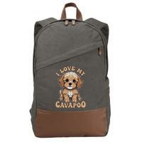 I Love My Cavapoo Dog Lover Cavoodle Owner Cotton Canvas Backpack