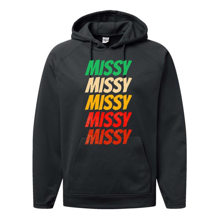 I Love Missy First Name Missy Vintage Performance Fleece Hoodie