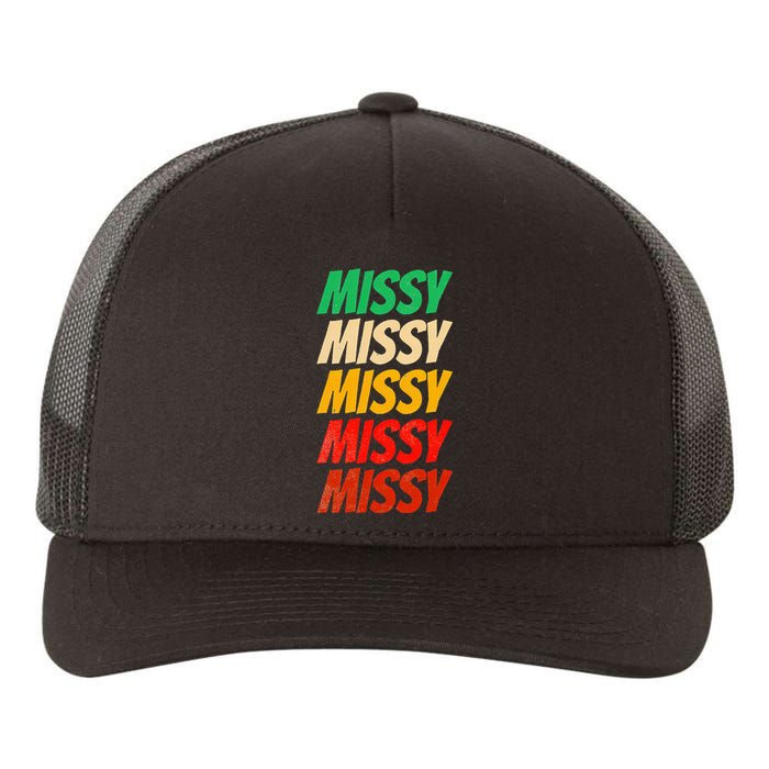 I Love Missy First Name Missy Vintage Yupoong Adult 5-Panel Trucker Hat