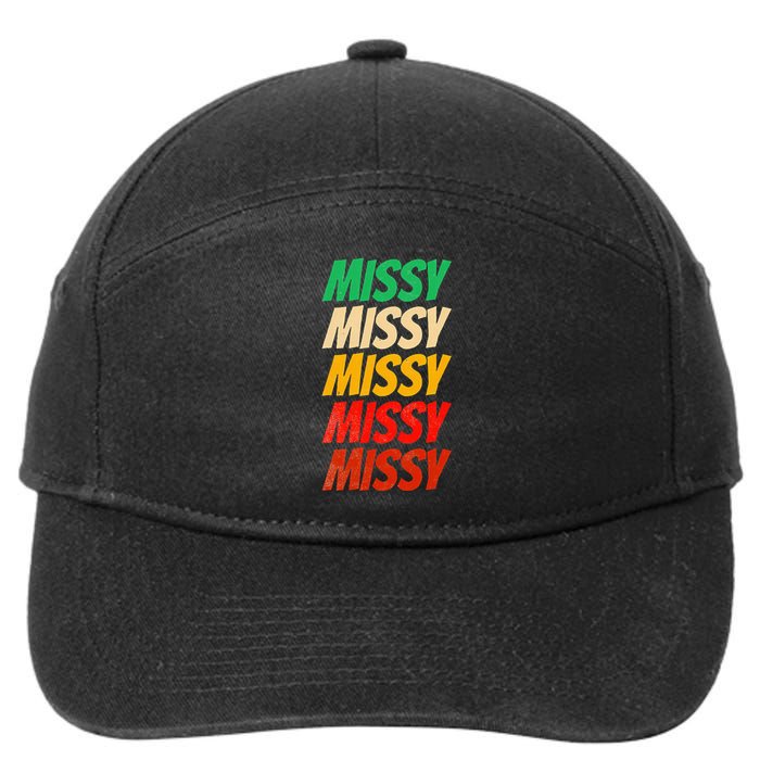 I Love Missy First Name Missy Vintage 7-Panel Snapback Hat