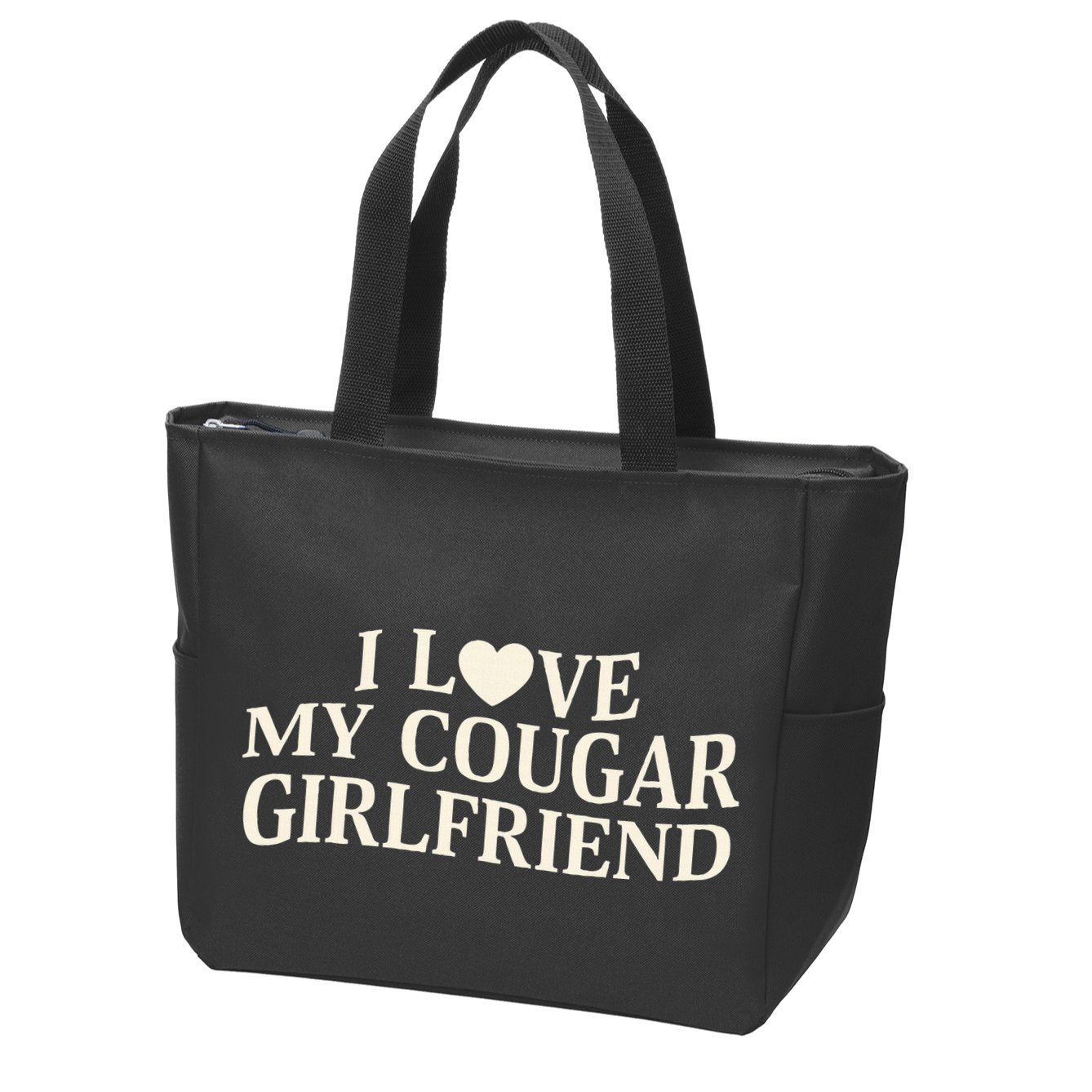 I Love My Cougar Girlfriend Funny Saying Girlfriend Zip Tote Bag