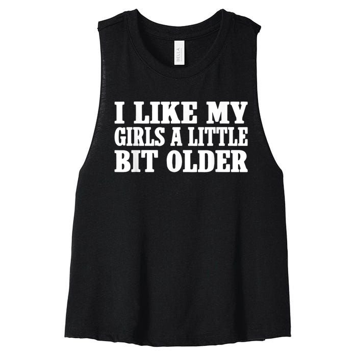 I Like My Girl A Little Bit Older Funny Retro Vintage Women's Racerback Cropped Tank