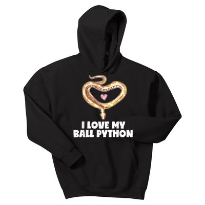 I Love My Ball Python Heart Pet Snake Animal Reptile Kids Hoodie