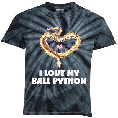 I Love My Ball Python Heart Pet Snake Animal Reptile Kids Tie-Dye T-Shirt