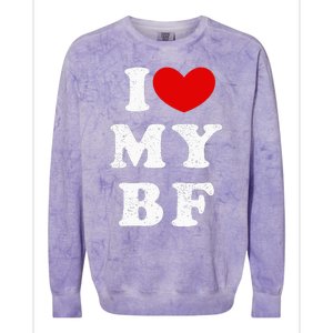 I Love My Boyfriend I Heart My Bf Colorblast Crewneck Sweatshirt